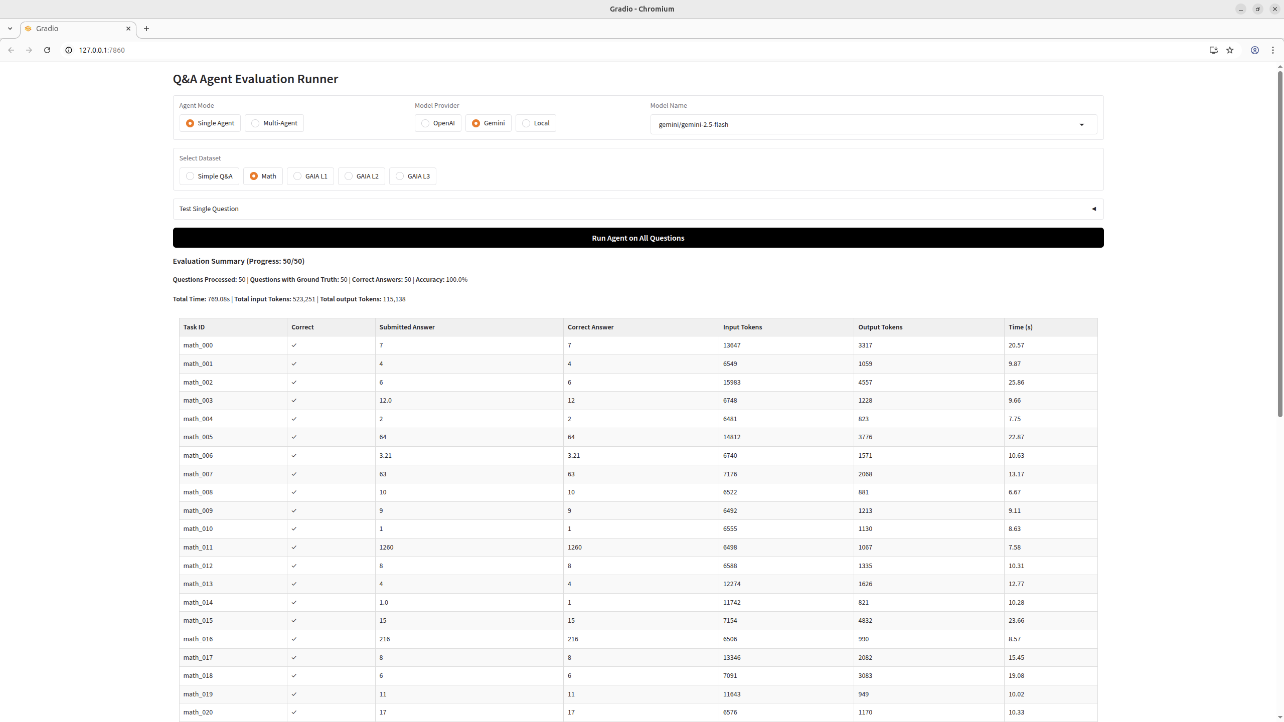 Simple Math answer sheet